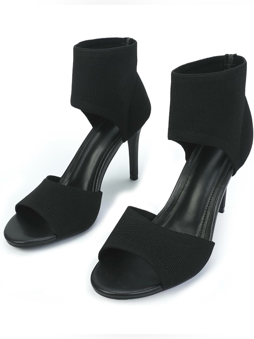 Amazon Black Open-Toe Ankle Cuff Stiletto Heels